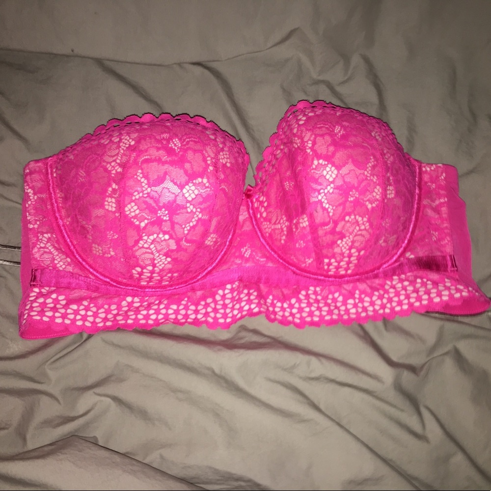 Strapless longline Pink Lacey Cacique Bra